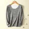 thumbnail image 2 of Cotton Base Shirts for Women Winter Fall Thermal Undershirts Crewneck Long Sleeve Soft Comfy Plus Size Tops (XL, Gray), 2 of 3