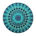 thumbnail image 2 of PIKWEEK  Teal Kaleidoscope Mandala, Elastic Fitted Edged Round Tablecloth Waterproof Anti-Shrink Soft Polyester Table Cloth Washable Table Cover for Banquet Home Indoor or Outdoor White, 2 of 7