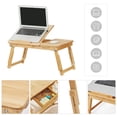 thumbnail image 3 of SONGMICS Mesa de Ordenador Port&aacute;til, de Bamb&uacute;, Mesa de Cama con 5 &Aacute;ngulos de Inclinaci&oacute;n Ajustables, con Caj&oacute;n Peque&ntilde;o, Natural MLLD01, 3 of 8