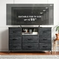 thumbnail image 2 of EnHomee Wide Dresser TV Stand with 8 Drawer & Outlet,Dresser for Bedroom Wide Black Dresser & Chests of Drawers Fabric Dressers TV Console Storage Unit for Living Room/Bedroom Furniture, Black, 2 of 8