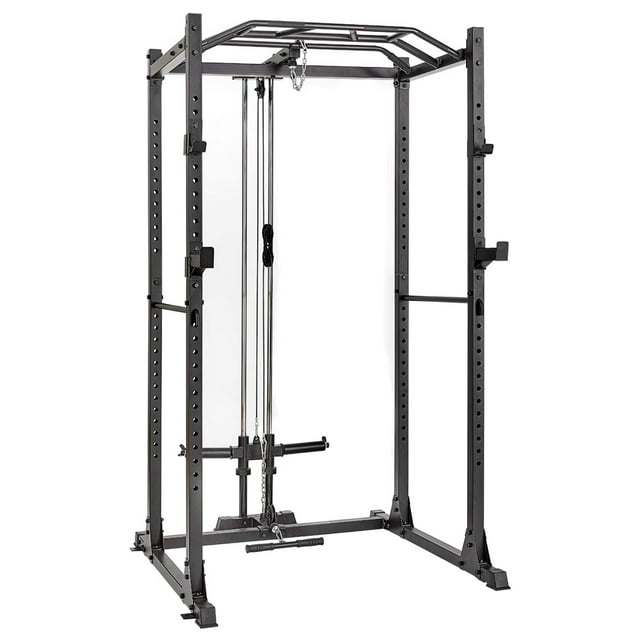 Cage d'Alimentation, Support Accroupi de Capacité 1200 Lb avec Machine à Croisement de Câbles, Support d'Alimentation avec Lattes et Accessoires Rabattables - 1020160-162