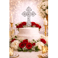 thumbnail image 5 of Silver Rhinestone Cross Cake Topper Elegant Religious Cake Decoration, 5 of 12