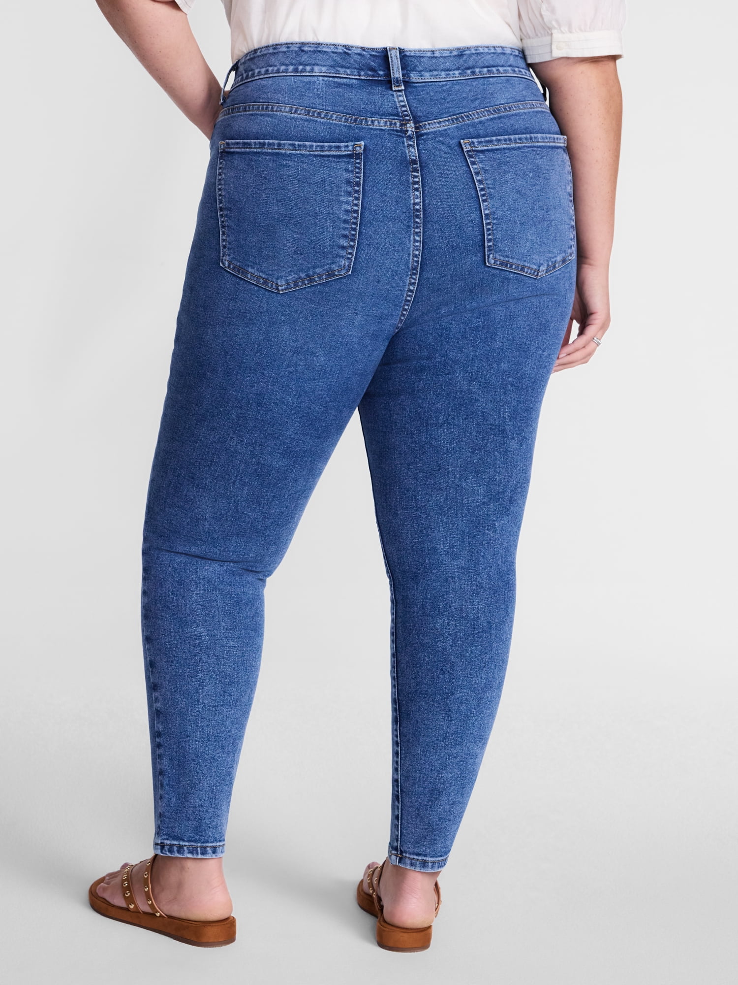 Terra & Sky Women's Plus Signature High Rise Skinny Jeans, 30" Inseam, Sizes 16W-26W