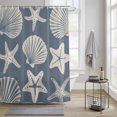 thumbnail image 2 of Blue Coastal Shower Curtain for Bathroom, Starfish Shell Ocean Nautical Waterproof Cloth Fabric Bathroom Accessories Set with 9 Rust Proof Plastic Hooks, 36"x72", 2 of 9