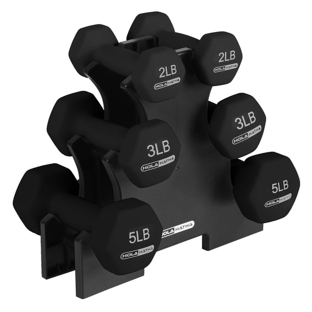 Set de Mancuernas HolaHatha 9 kg de Neopreno con Soporte Negro