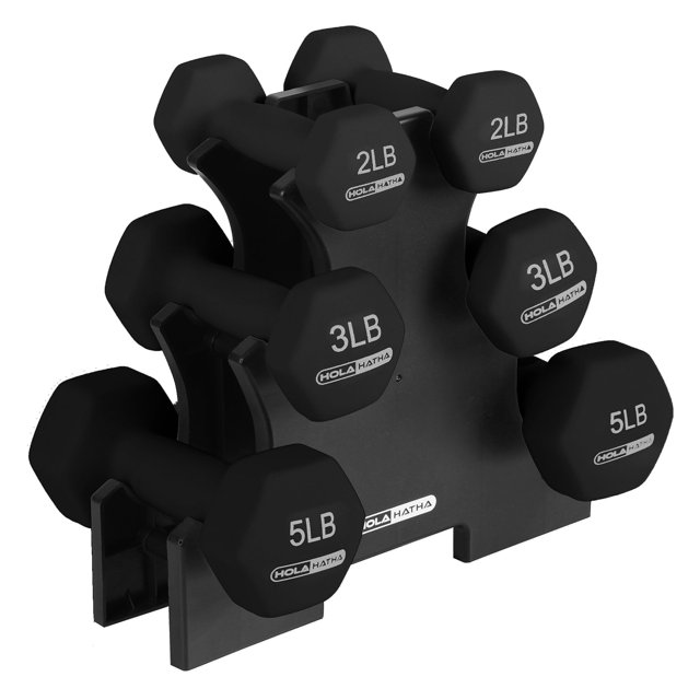 Set de Mancuernas HolaHatha 9 kg de Neopreno con Soporte Negro