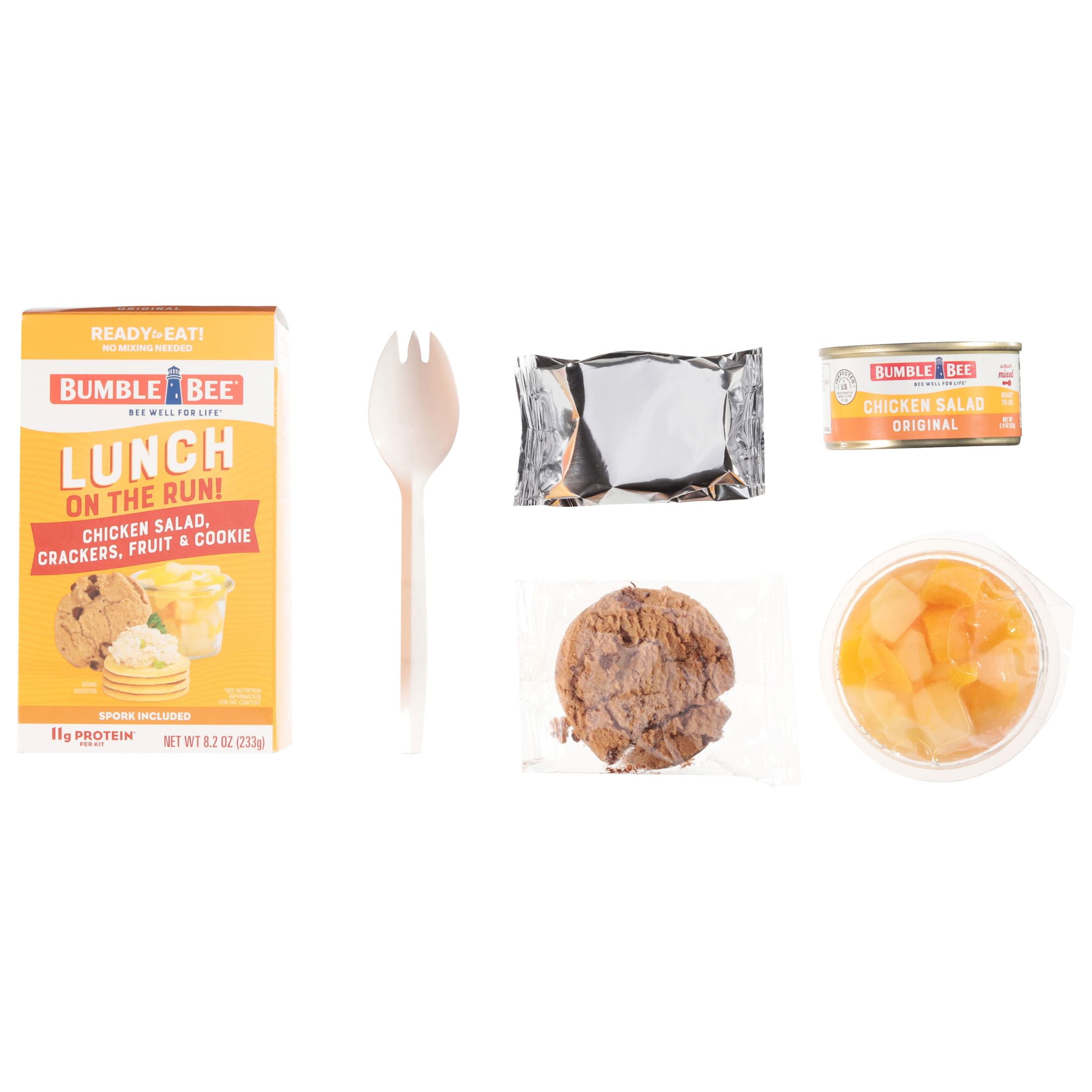 (2 pack) Bumble Bee Lunch on The Run Chicken Salad with Crackers Kit, Ready to Eat, Includes Mixed Fruit Cup and Cookie, Shelf Stable Box, 8.2 oz