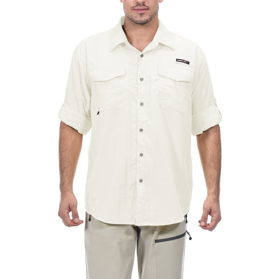 Little Donkey Andy Men’s UPF 50  Long Sleeve UV Protection Fishing Shirt, Breathable and Quick Dry White XXL