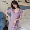 thumbnail image 4 of Pijama de seda con almohadilla para el pecho para mujer, ropa de abrigo sencilla y natural, ropa para el hogar, 4 of 5