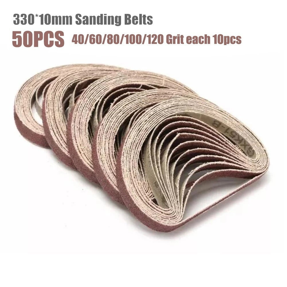 50 PCS 40/60/80/120 Grit  Sanding Belts Aluminium Oxide Sander 10 x 33 
