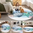 thumbnail image 5 of Round Rugs 3.3Ft, Blue Coastal Round Area Rug Washable Indoor Throw Carpet, Beach Nautical Starfish Shell Coral Soft Non Slip Circle Rug for Laundry Room Patio Home Decor Aesthetic, 5 of 8