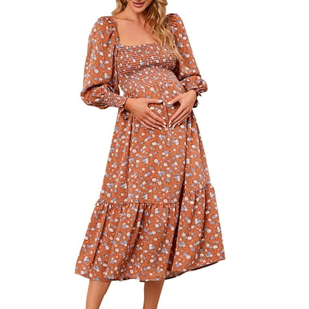 

Light Maternity Dress for Women Spring Pregnant Chiffon Dress Small Floral Dress Long Sleeved Dress Pregnants Photography Props Off Shoulders Maternity Dress Hood Coat