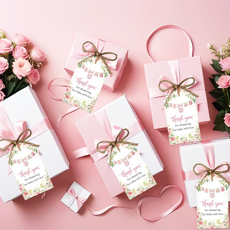 50pcs Thanks For Popping By Gift Tags - Pink Thank You Tags With String For Party Favors & Weddings