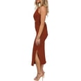 thumbnail image 5 of Coduop Women Sleeveless Crew Neck Long Dress,Ruched Hollow Out Party Dress,One-piece, 5 of 8