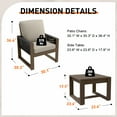 thumbnail image 3 of INTER HUT 3 Piece Cedar Patio Outdoor Bistro Sets, Modern Solid Wood Armchairs with Cushion and Side Table, Outdoor Sofa for Garden, Backyard, Beige, 3 of 8