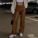 thumbnail image 1 of Pincandy Women's Solid Color Casual Pants with Leather-Look Buttons - Elastic Waist, Zipper Fly, Loose Wide Leg Fit with Pockets, Stylish Addition to Your Wardrobe, 1 of 7