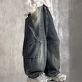 thumbnail image 5 of Xijirk Boys Pants Loose Fit Cargo Denim Jeans Casual Trousers with Multiple Pockets Comfortable Bottoms for Autumn and Daily Wear,Grey,15-16 Years, 5 of 9