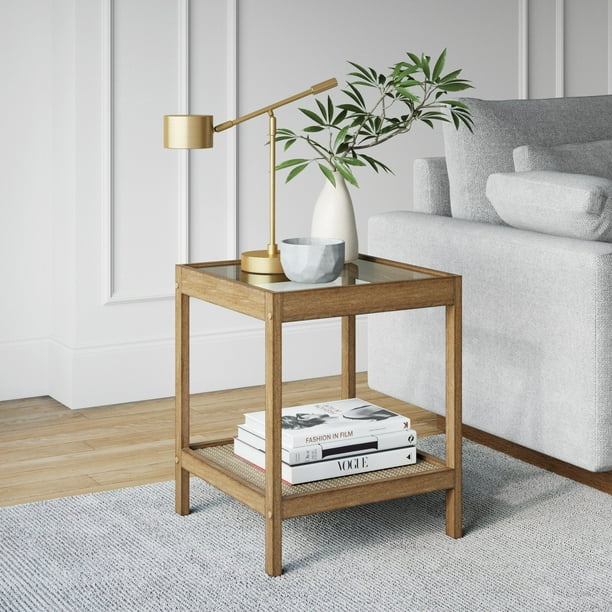 Nathan James Hayes Solid Wood, Side Table With Light Inside