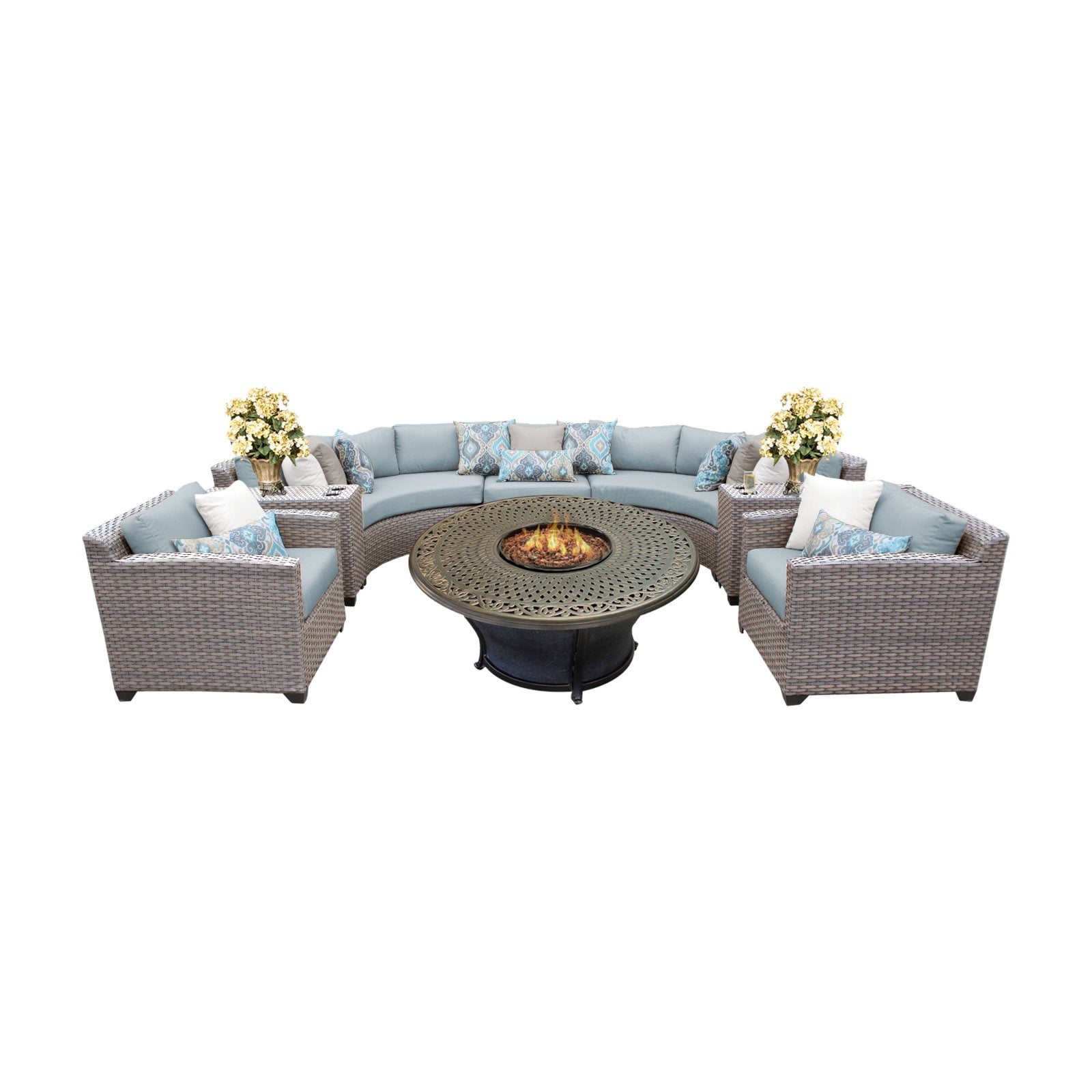 Tk Classics Florence Wicker Sectional Patio Set With Charleston Fire Tk Classics Florence Wicker Sectional Patio Set With Charleston Fire Pit Com