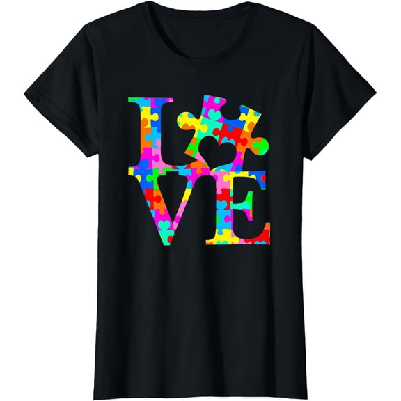Autistic Awareness Mom Autism Aware Love Puzzle Piece T-Shirt
