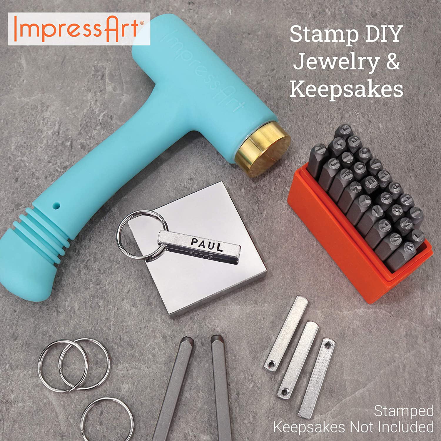 ImpressArt - Metal Stamping Kit, Tools & Supplies for Metal Hand Stamping  Craft Projects, DIY Jewelry Making & Keepsakes (Homeroom, Standard Kit)