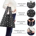 thumbnail image 5 of 5 Pack Foldable Shopping Bag,Black White Halloween Bat Moon Spider Pattern Reusable Grocery Bags with Pockets,Large Reusable Tote Bags with Handles Waterproof & Lightweight, 5 of 6