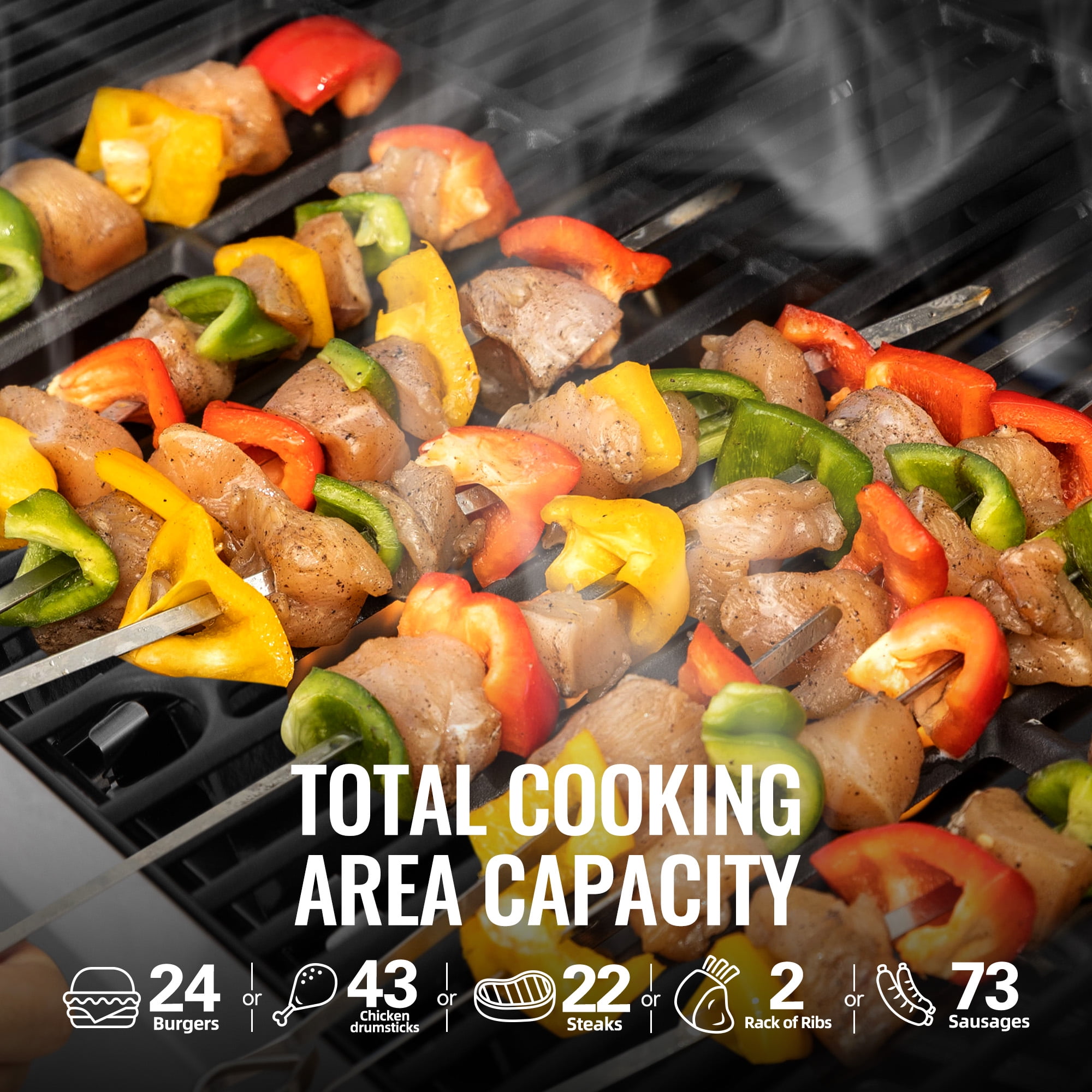 Royal Gourmet SG6002R 6-Burner BBQ Liquid Gas Grill with Sear and Side Burner, 71,000 BTU Cabinet Style Gas Grill, Outdoor Patio Garden Grill, Stainless Steel, Silver