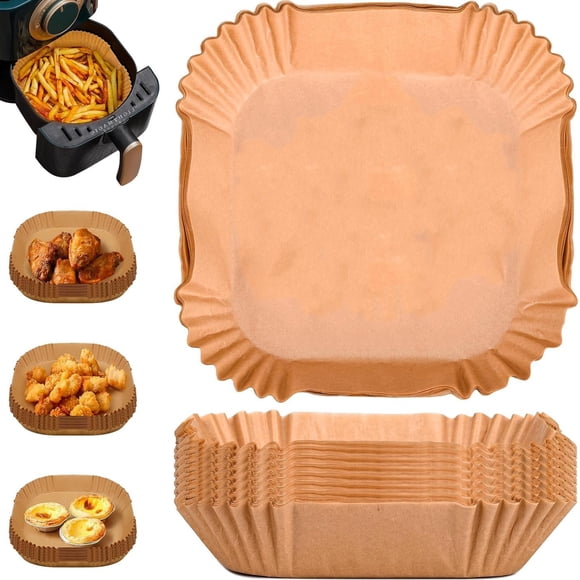 BRLYYO Air Fryer Paper Liner, 100 Sheets of 20x20cm Non-Stick Oil-Resistant Disposable Paper Inserts for Air Fryer, Oven, Microwave