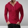 thumbnail image 2 of Stamzod Men's Sweatshirts Long Sleeve Button Down Ribbed Hoodies for Men Slim Fit Drawstring Solid Spring Fall Muscle T Shirt Tops, 2 of 6