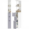 thumbnail image 2 of HOMCOM 54" Tall Bathroom Storage Cabinet, Freestanding Linen Tower with 2-Tier Shelf and Drawers, Narrow Side Floor Organizer, Grey and White, 2 of 9