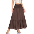 thumbnail image 2 of GJSYRH Women's Summer Casual Elegant Smock Layered Tiered Maxi Skirt High Waisted A Line Flowy Long Skirts with Pockets Brown XL, 2 of 7