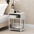 thumbnail image 2 of Furinno Moretti 3-Tier White End Table with Charging Station, Metal Frame Side Table with USB and Type-C Charging Port, Night Stand, Bedside Table for Living Room, Bedroom, Plain White, 2 of 5