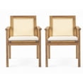 thumbnail image 2 of Olurrisa Outdoor Dining Chair Set of 2, Acacia Wood Frame with Wicker Backrest and Beige Cushions for Patio, 2 of 8