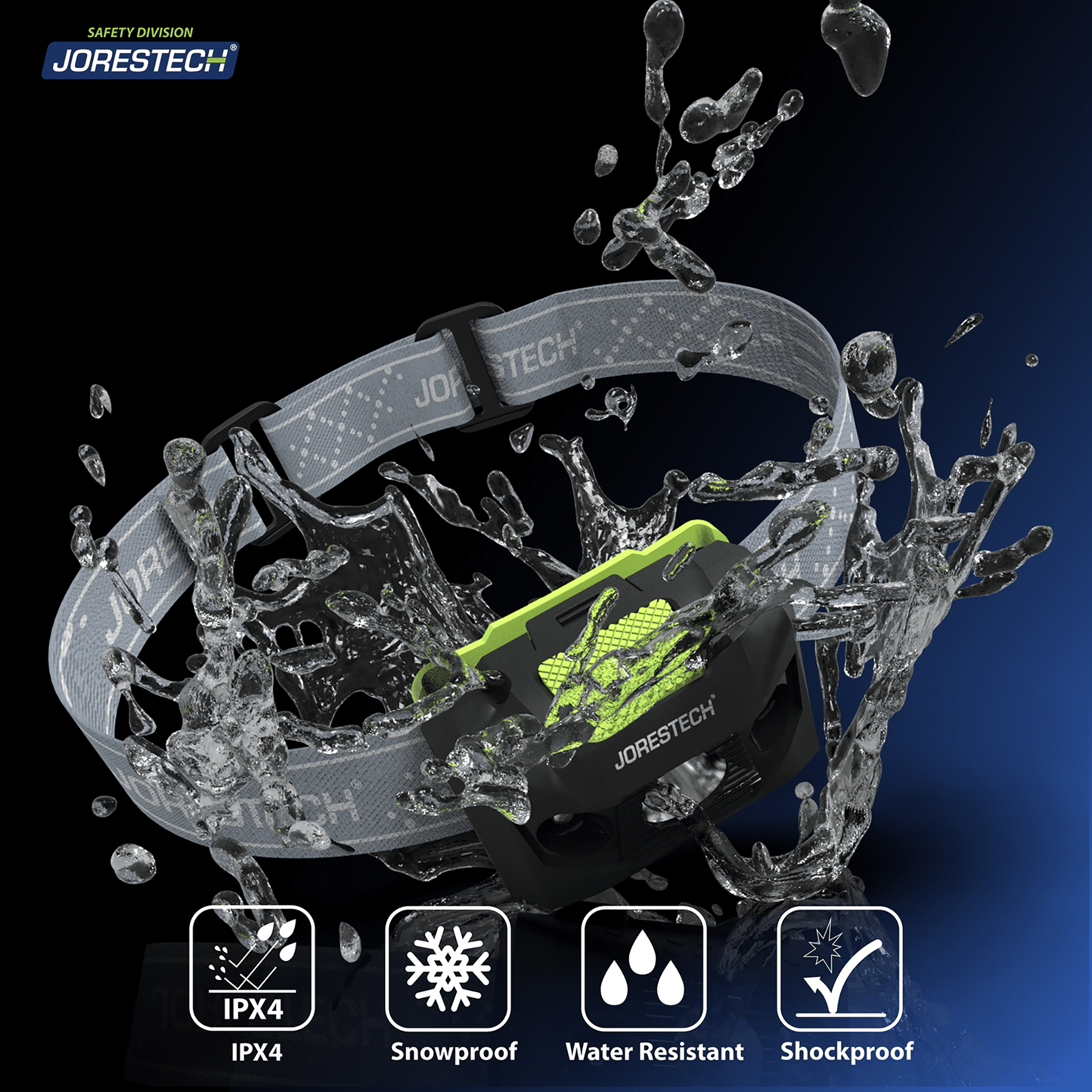 JORESTECH LED Water Resistant Headlamp Flashlight (Black, 1 Unit)