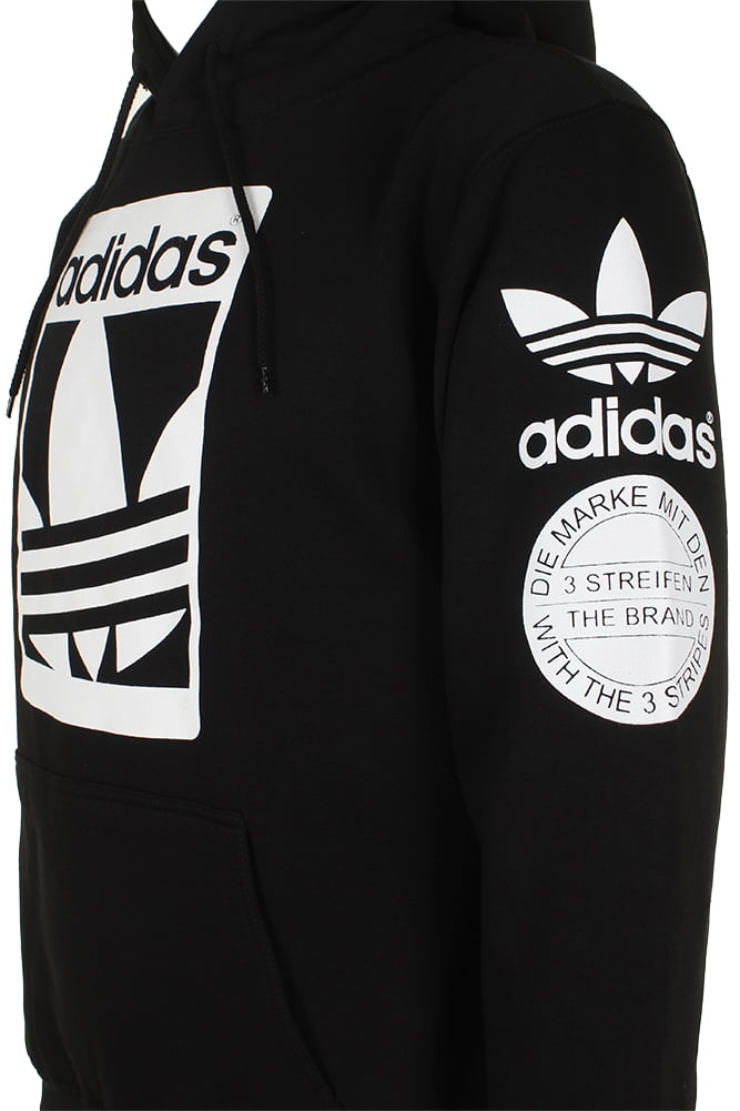 Adidas Men's Original Trefoil Street Graphic Front Pocket Pullover Hoodie  Blk L