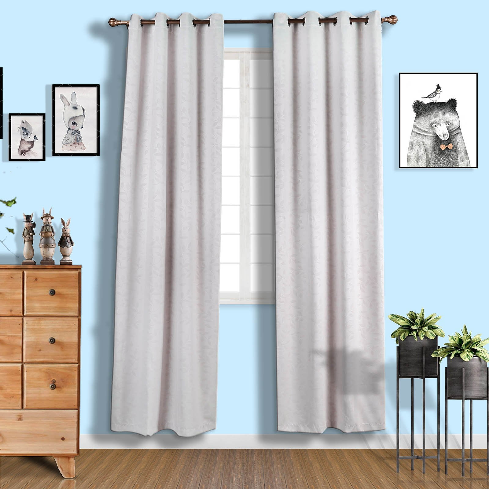 Silver Soundproof Curtains 2 Packs Embossed Curtains 52 x 108 Inch