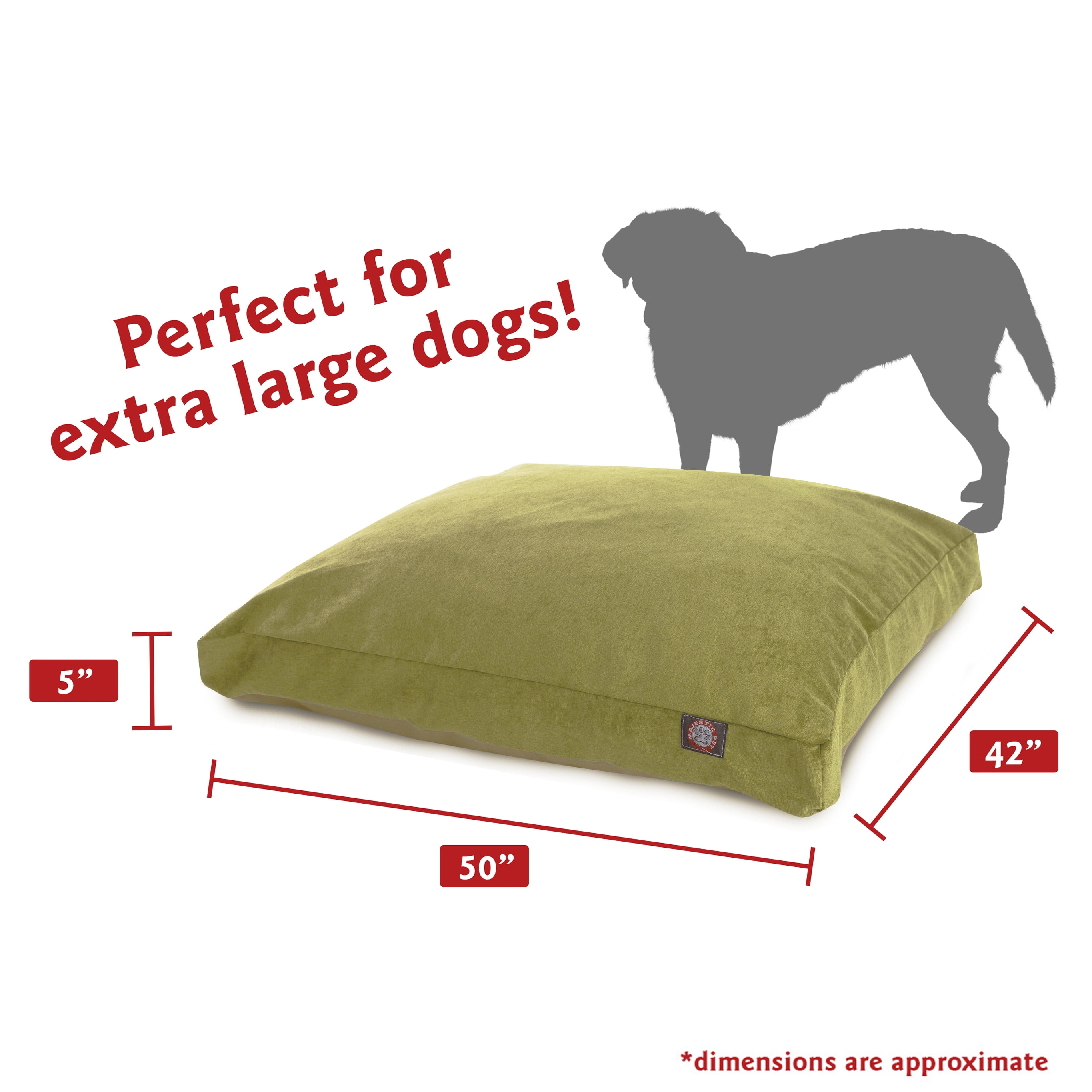 Majestic Pet | Villa Velvet Rectangle Pet Bed For Dogs, Removable Cover, Apple, Extra Large