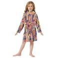 thumbnail image 6 of FORMRS Niños Bathrobe Unisex Hooded Robe Soft Plush Pajamas Sleepwear, Size 4-6T, Art Buildings, 6 of 7