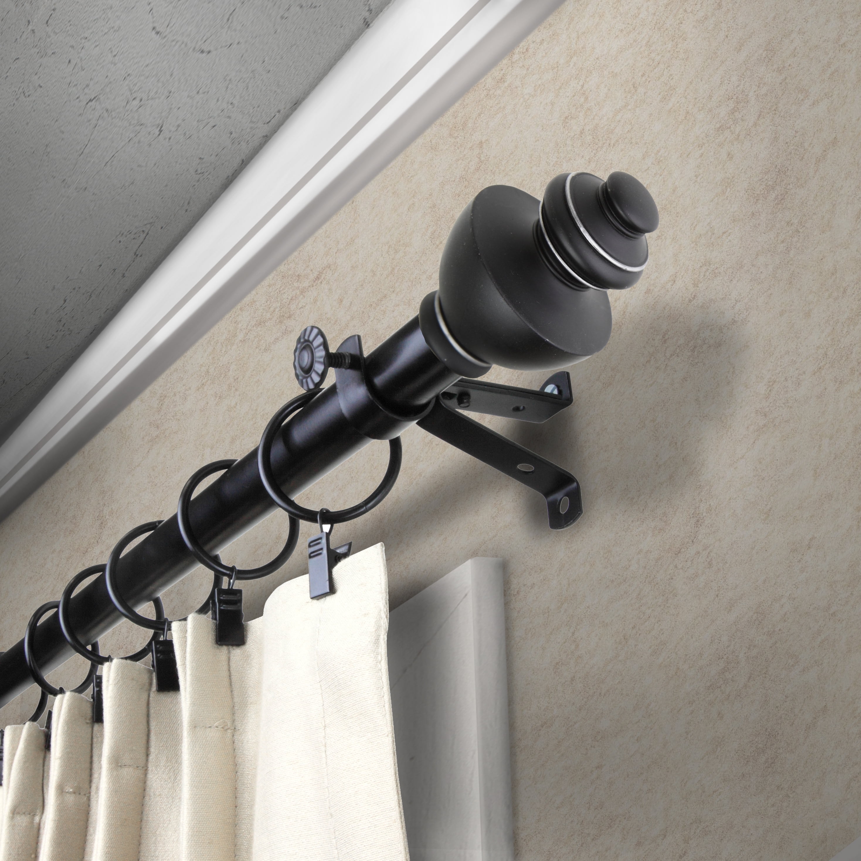 Willet 13/16" Bay Window curtain rod 20"-36", 38"-72" - Black