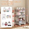 thumbnail image 6 of 3-Tier Baby Diaper Caddy Organizer Cart, Mobile Nursery Storage Carts with Wheels, 3 Dividers & 6 Mesh Pockets Durable Metal Utility Cart for Nursery, Bedroom, Bathroom, Baby Essentials Organization, 6 of 9