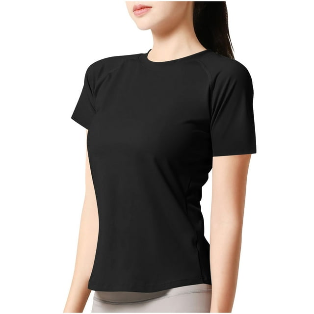 Plebaso T-Shirts d'Entraînement à Manches Courtes pour Femmes, T-Shirt de Yoga Athlétique à Manches Courtes, Col Rond, pour Gym et Course