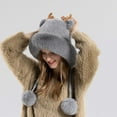 thumbnail image 1 of TINZ Winter Outdoor Skiing Windproof With Goggles Hat Cat Ear Cover Knitted Hat Big Hats Men Fuzzy Hat for Winter Rabbit Hats, 1 of 3