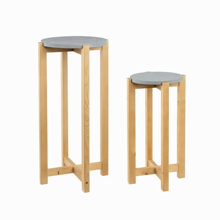 Better Homes & Gardens 2 Pack Gray Cement Wood Plant Stand