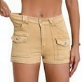 thumbnail image 2 of Women's Denim Shorts Mid Waisted Stretchy Slim Fit Jeans Y2K Trendy Summer Hot Jorts with Pockets, 2 of 6