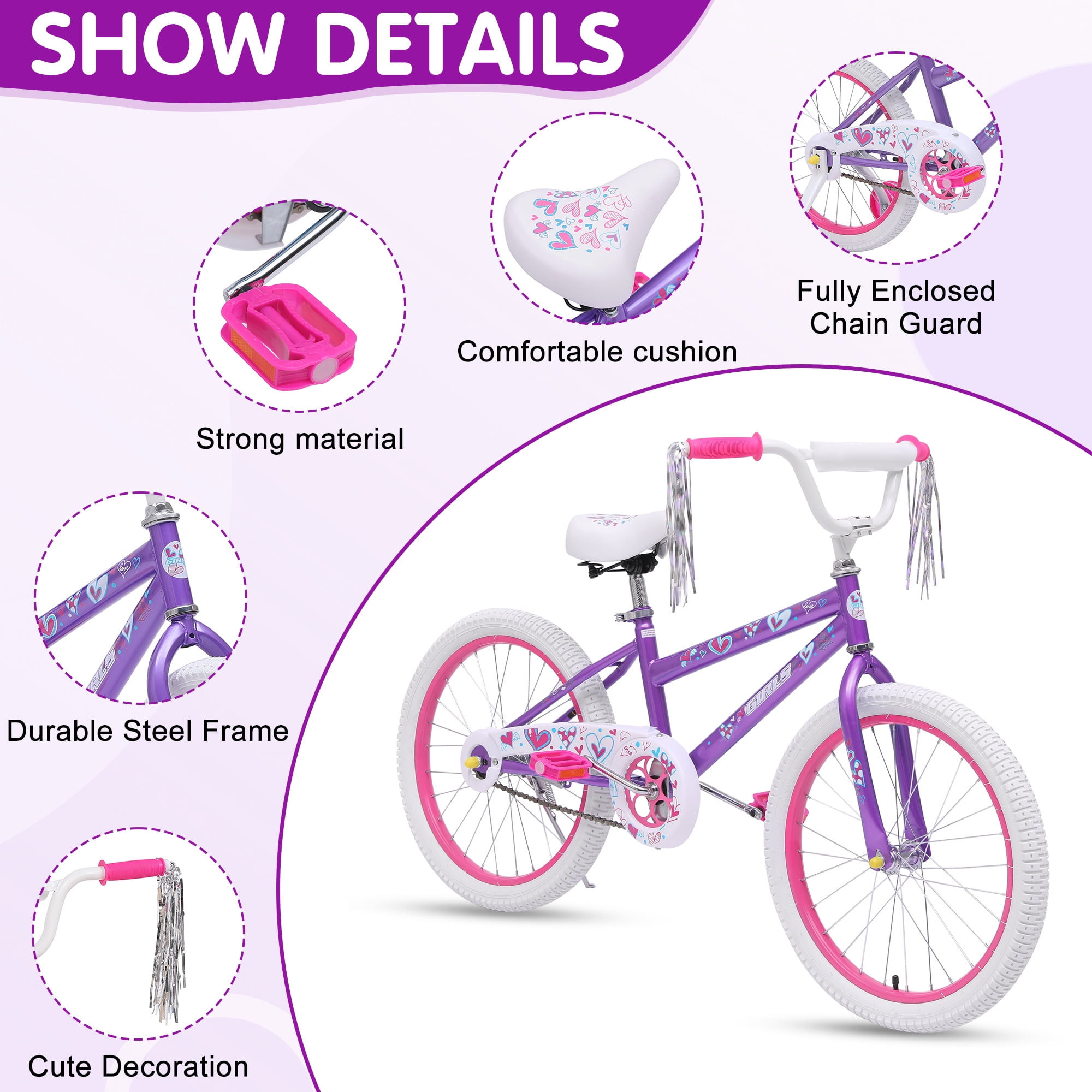 SUGIFT 20 in. Kids Bike Child Bicycle for Girls Age 7-14 Years