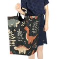 thumbnail image 4 of Yayeee Freestanding Laundry Hamper with Handle Collapsible Large Storage Basket for Clothes, Gray Dinosaur, 4 of 7