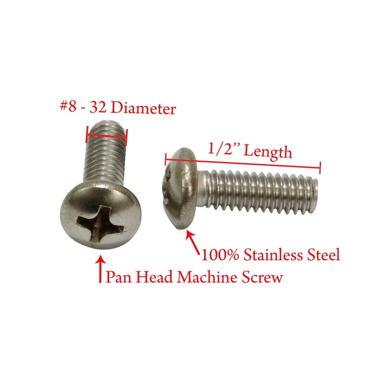 Bolt Dropper 100-Pack 8-32 X 1" Stainless Steel Pan Head Phillips Machine Screws – 18-8 (304) Marine Grade, Deep Cut Drive, Rust Resistant