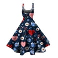 thumbnail image 3 of Valentines Day Dresses Sleeveless A-line with Heart Print Casual Fit Party Dresses Dark Blue XL, 3 of 4