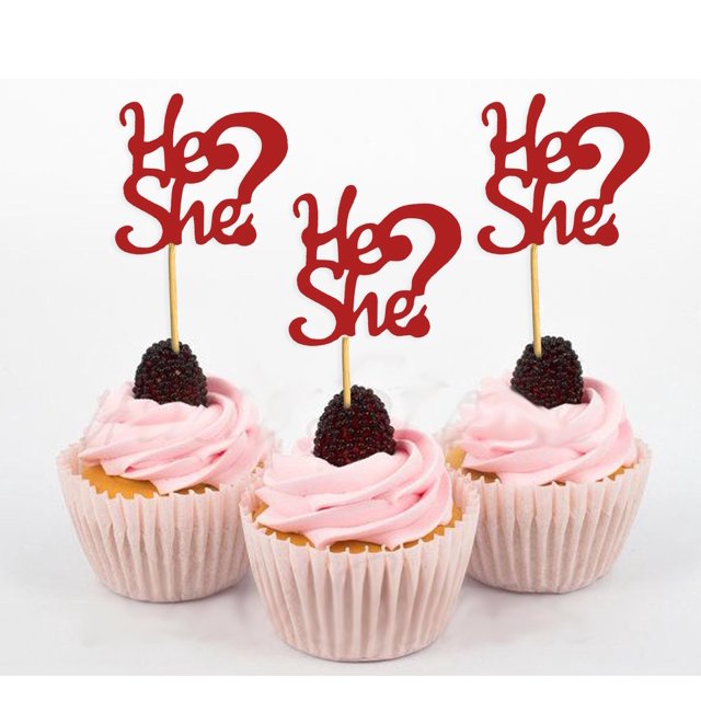 Darling Souvenir He She? Révélation de Genre Décorations de Cupcakes pour Baby Shower - Lot de 20