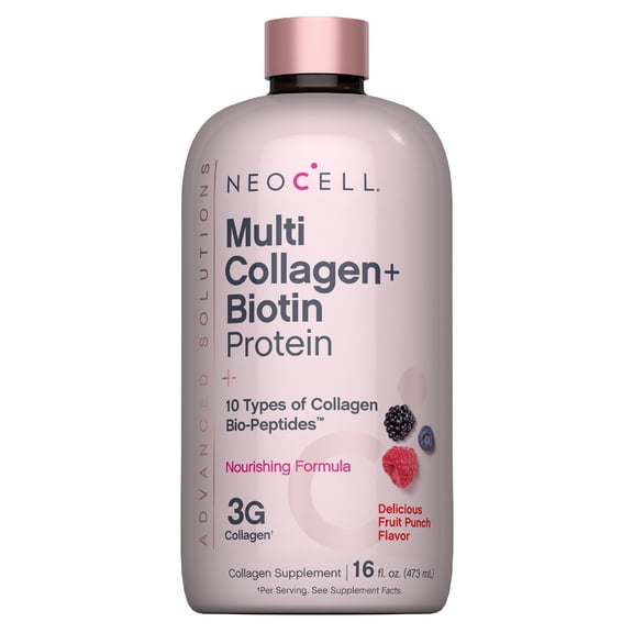 Liquid Multi Collagen Peptides | 16 fl oz | with Biotin | Hair, Skin, & Nails | by NeoCell